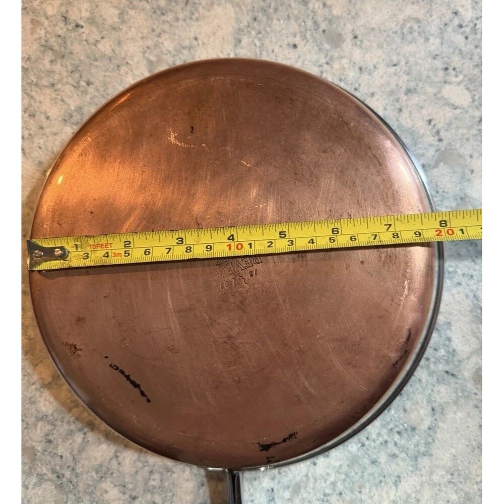 Revere Ware 1801 9” Skillet Copper Clad Frying Pan Clinton, IL 1997 Vintage - Picture 10 of 12